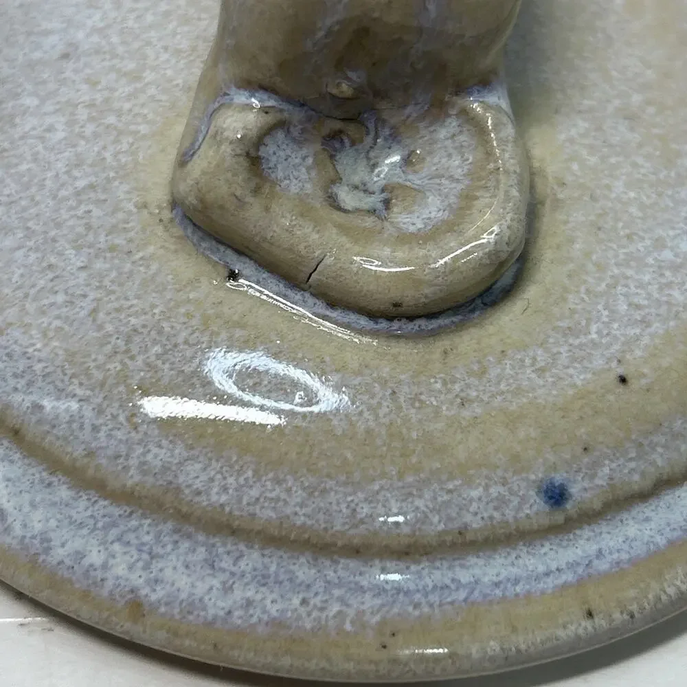 Pearsall Stoneware Art Studio Pottery Lidded Honey Pot / Jam Jar Blue Drip Glaze